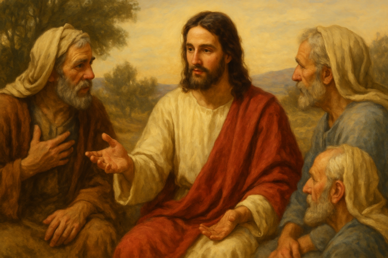 Oil painting of Paul and Timothy walking along a countryside path at dusk, symbolizing their missionary journey and trust in the Holy Spirit's guidance.